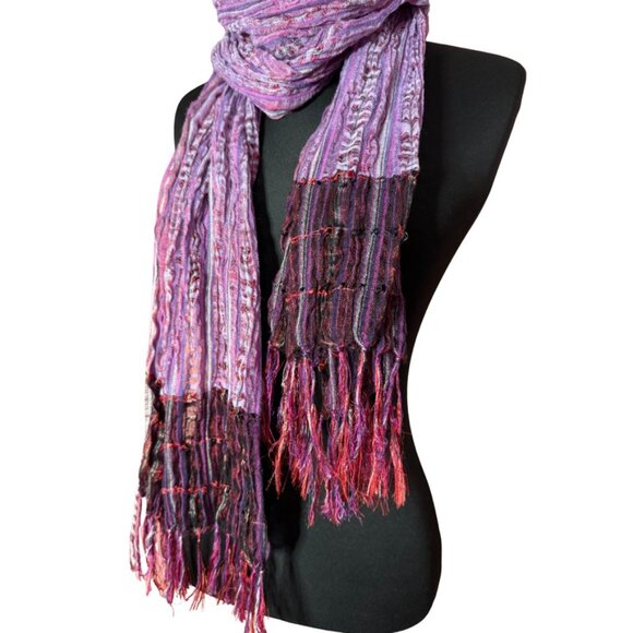 prAna Oversized Lightweight Fringe Scarf Purple Women's OS - Picture 2 of 4